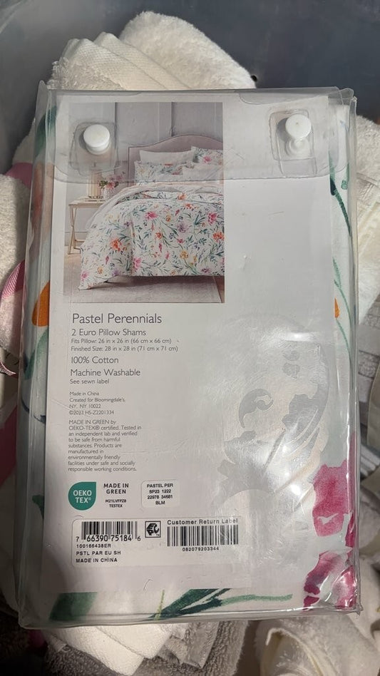Oky Pastel Perennials 2 Euro Pillow Shams 100% Cotton
