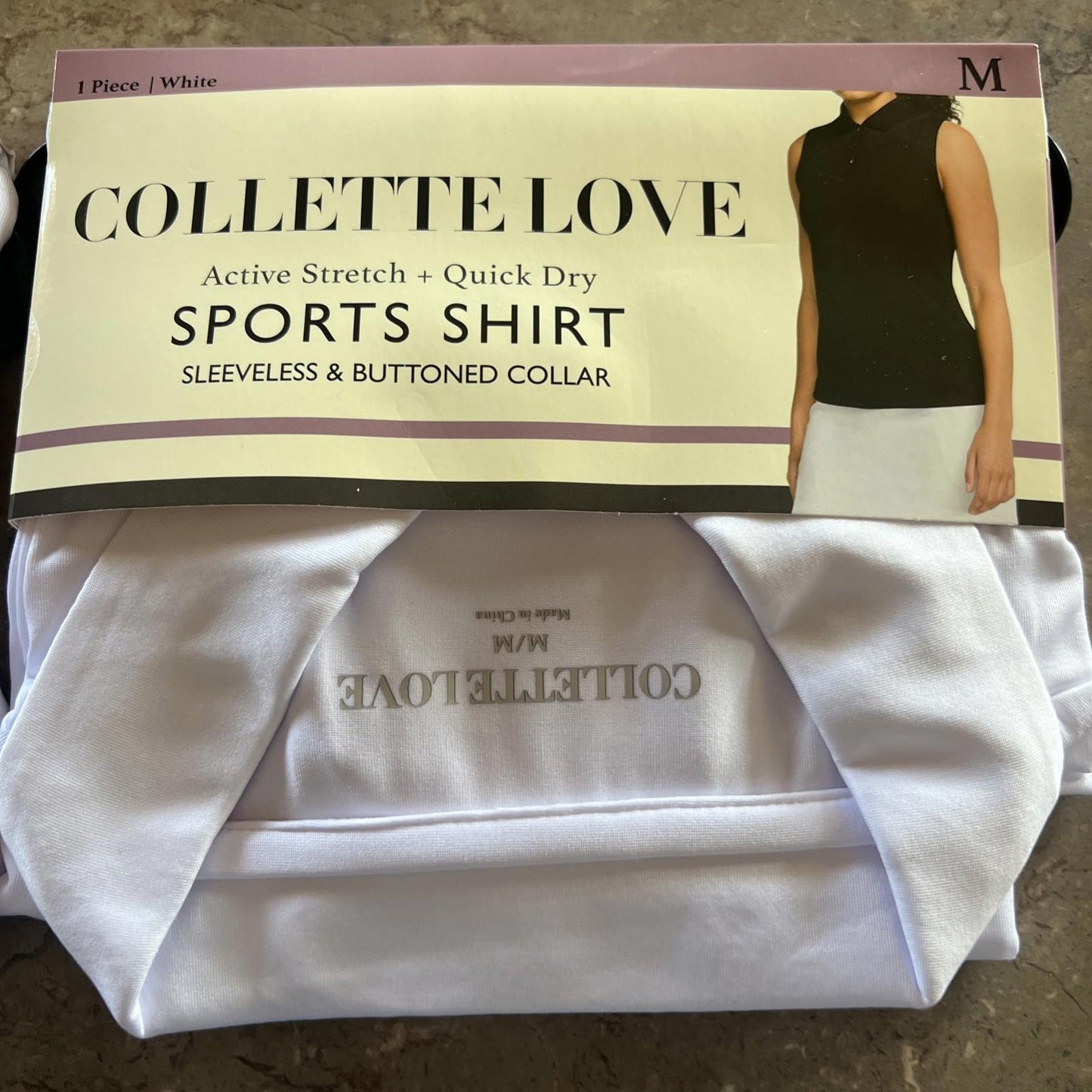 Collette Love Active Stretch Quick Dry Sports Shirt Sleeveless Medium White
