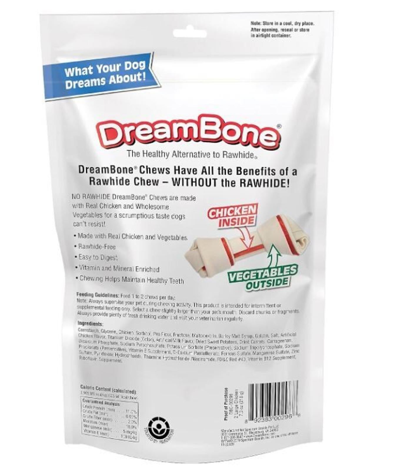 Dreambone Large Chews with Real Chicken 2 Count, Rawhide-Free Chews for Dogs