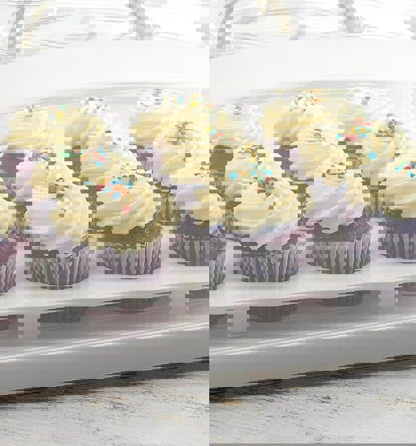 Cake Carrier with Lid, Cake Holder Cupcake Container for 12 Cupcakes 2 in 1 P...