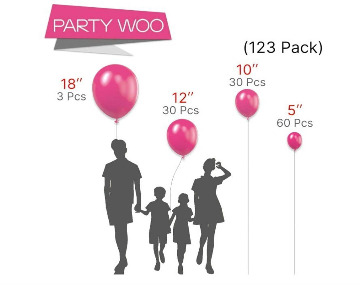 130PCS Hot Pink Balloons Garland Arch Kit, Different Sizes 18 12 10 5 Inch Latex