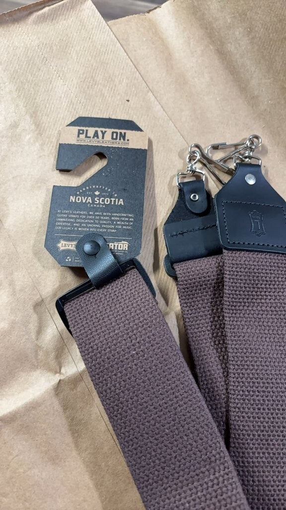 Levy's Guitar Strap Brown Cotton with Leather Ends