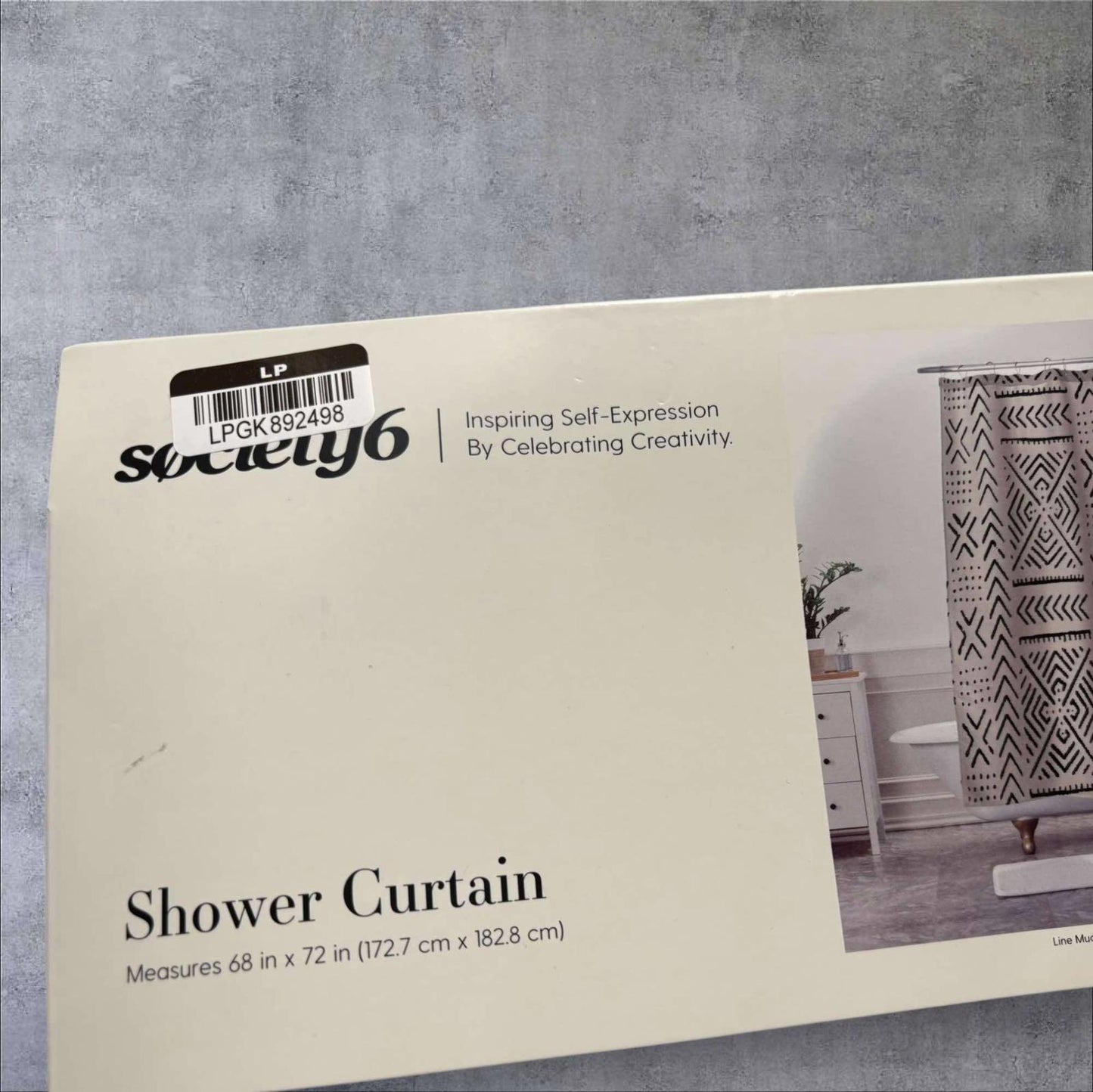 Society6 Shower Curtain 69in X 72in Line Mud Cloth Bone- New with tags