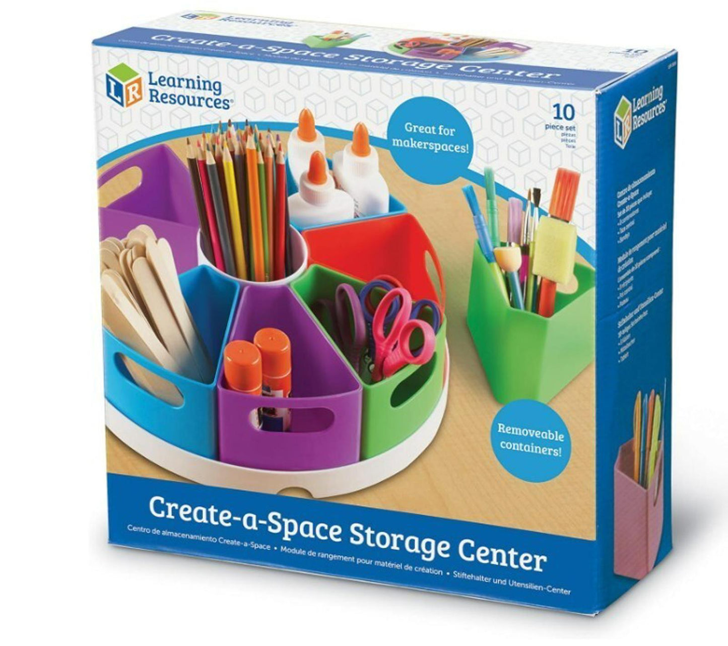 Learning Resources Create-a-Space Storage Center Desk Organizer for Kids, 10pcs