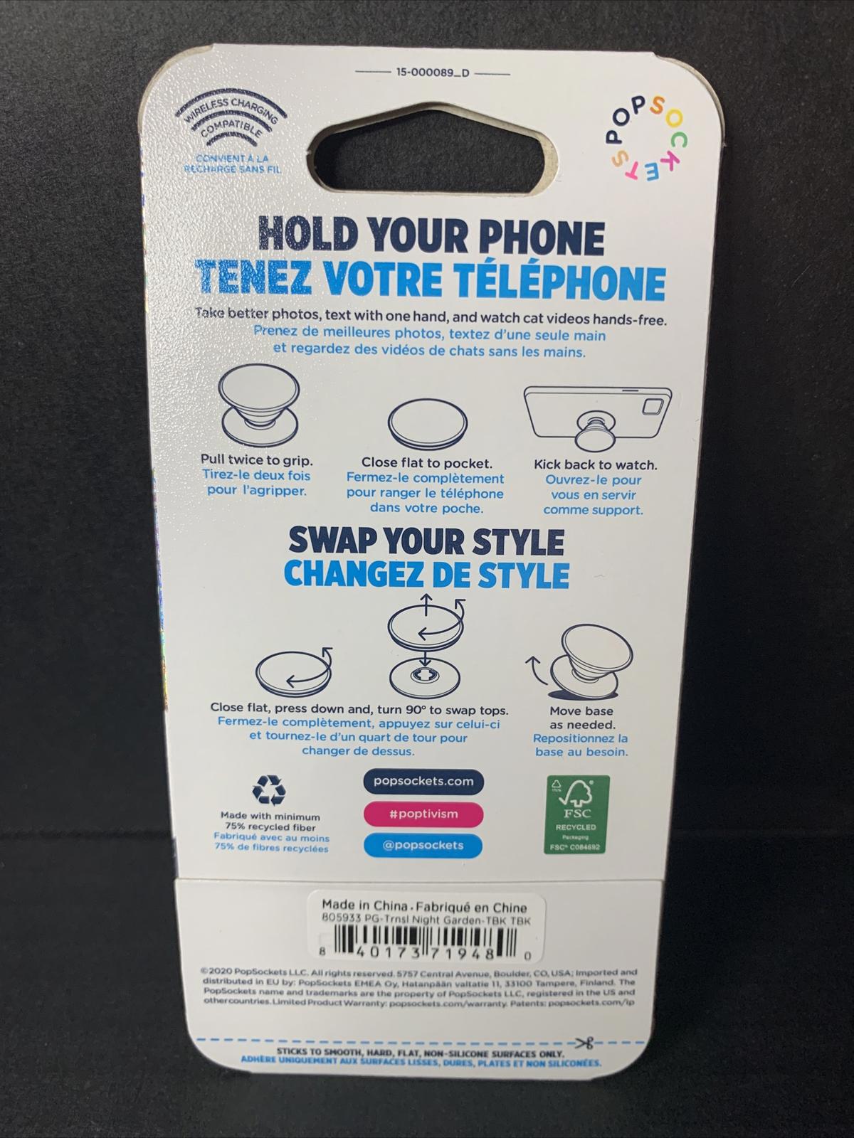 PopGrip Translucent Night Garden Flowers Blue Purple Green Black