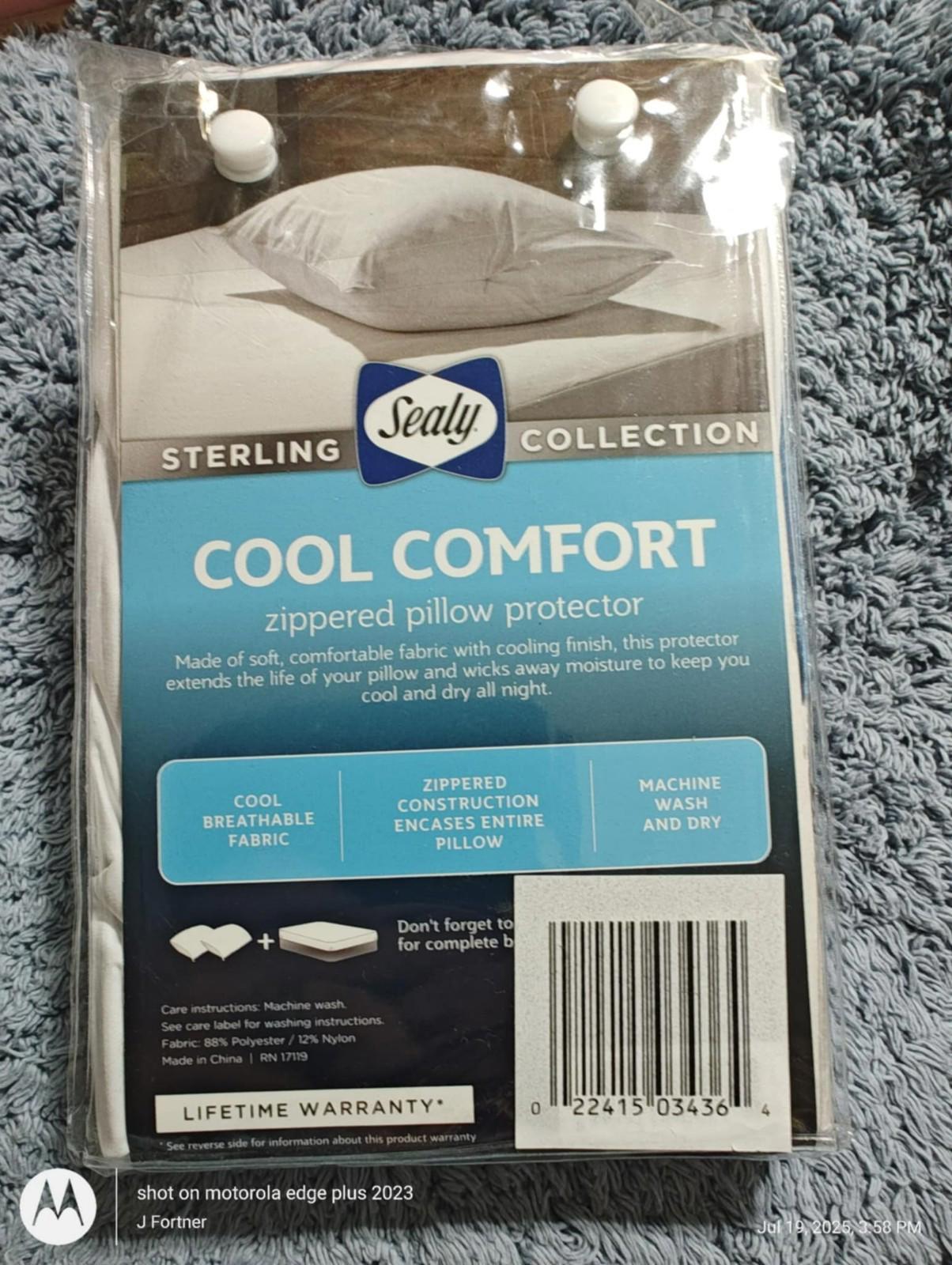 2 SEALY COOL COMFORT ZIPPERED WHITE KING PILLOW PROTECTORS