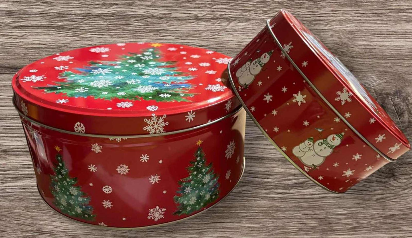 4 Treat Tins Christmas Holiday Treat's etc 2 of 6" and 2 of 8"