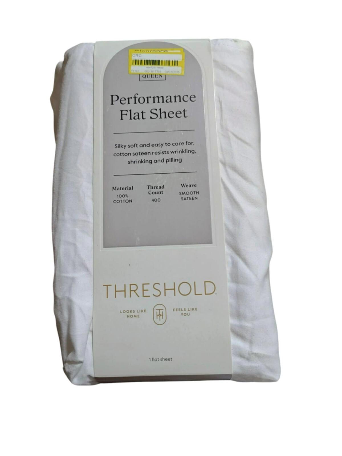 FULL Threshold 400 Thread Count Perfor Flat Sheet WHITE 100% Cotton