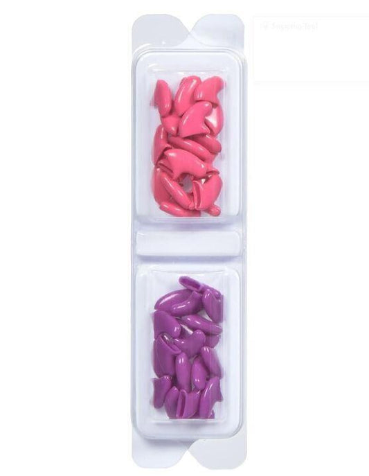 Colorful Nail Tips Set featuring pink and purple shades in a compact case.