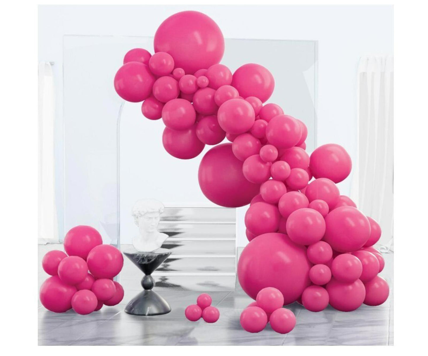 130PCS Hot Pink Balloons Garland Arch Kit, Different Sizes 18 12 10 5 Inch Latex