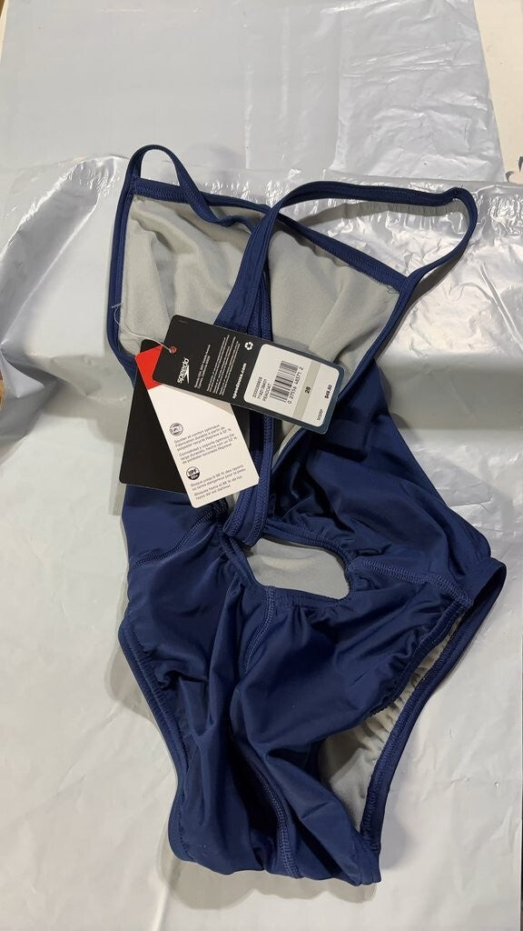 Speedo Women's One-Piece Swimsuit with REPREVE Tags - Navy Blue