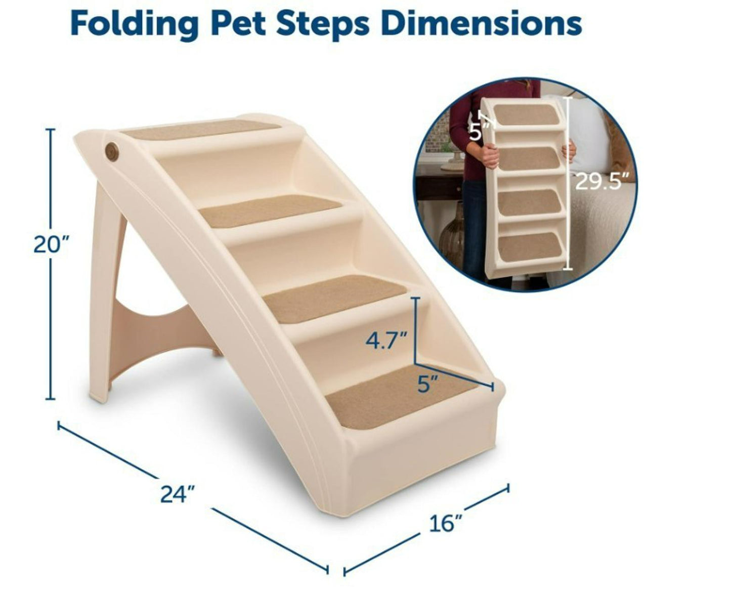 PetSafe CozyUp Folding Dog Stairs, Portable Indoor/Outdoor, Tan, 20 Inch