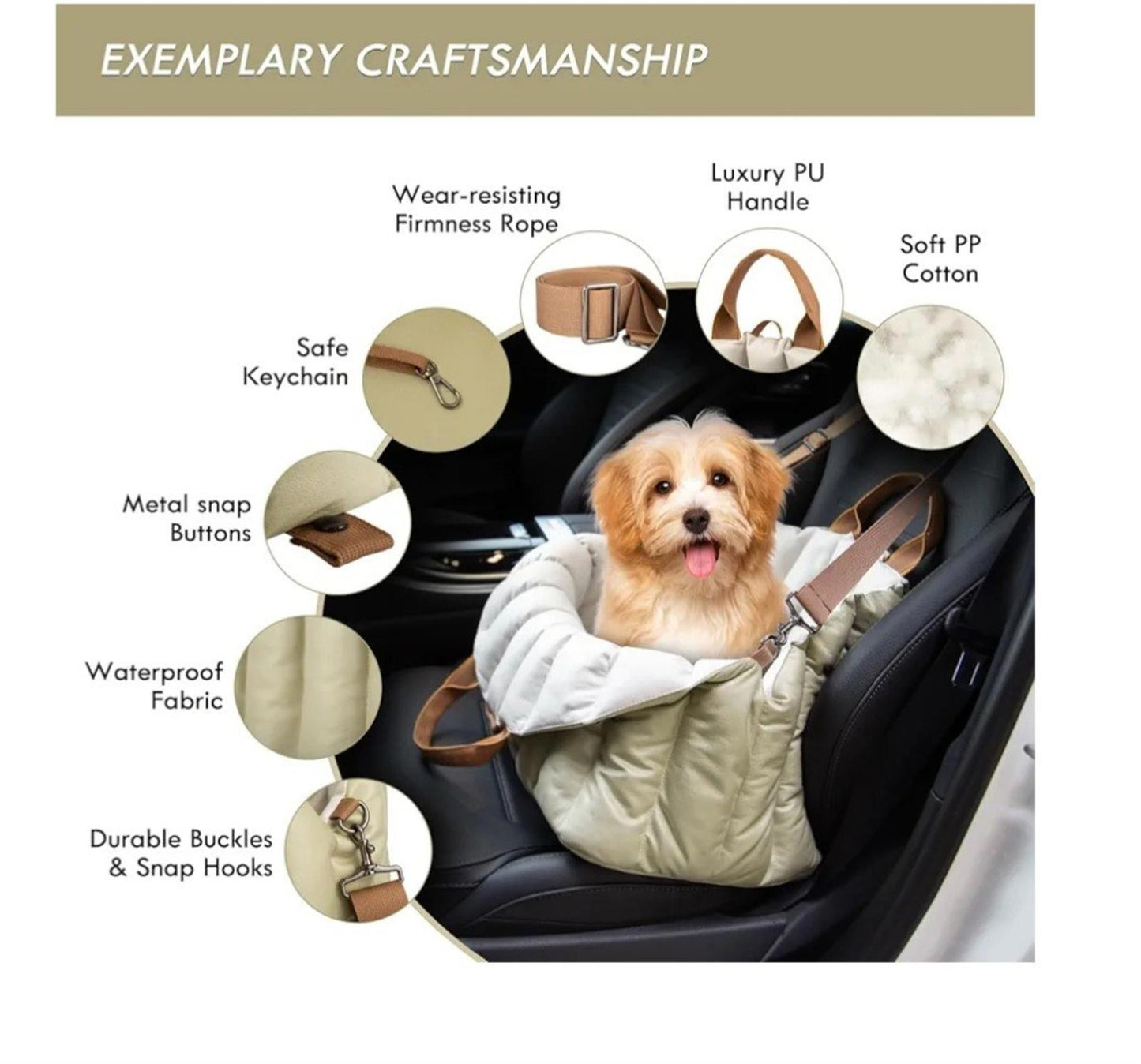 ClevaHome Small Dog Car Seat & Travel Carrier & Pet Bed, Non-Slip Booster Sea...