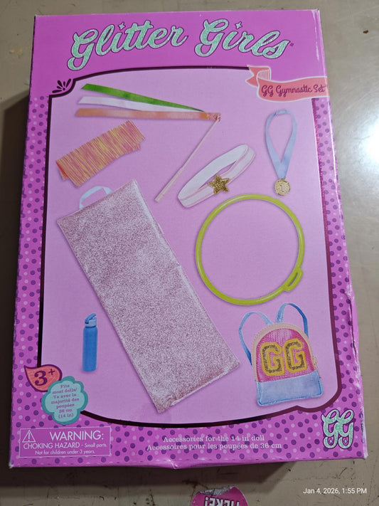 Glitter Girls accessory set featuring a sparkly bag, hair accessories, and a headband.