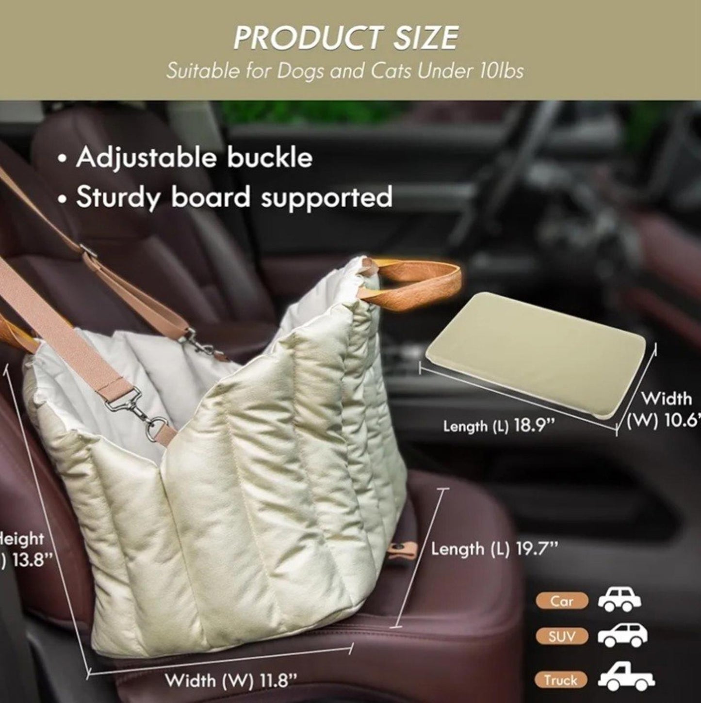 ClevaHome Small Dog Car Seat & Travel Carrier & Pet Bed, Non-Slip Booster Sea...