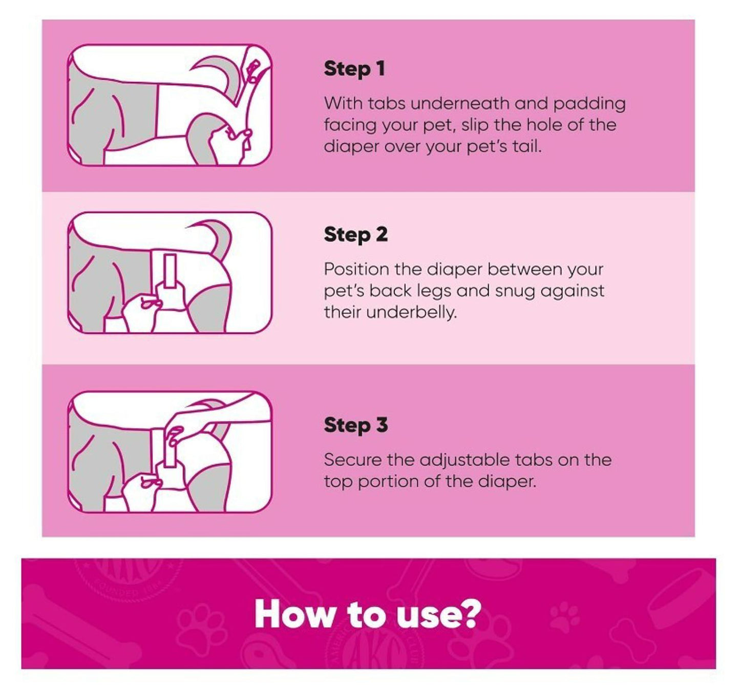AKC Female Dog Wrap, Disposable Diapers with Wetness indicator, Large 50 Count