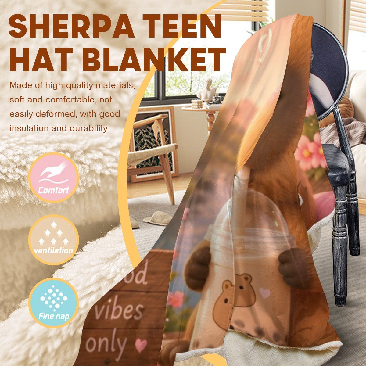 Personalized Capybara Hooded Blanket | Custom Name Gift
