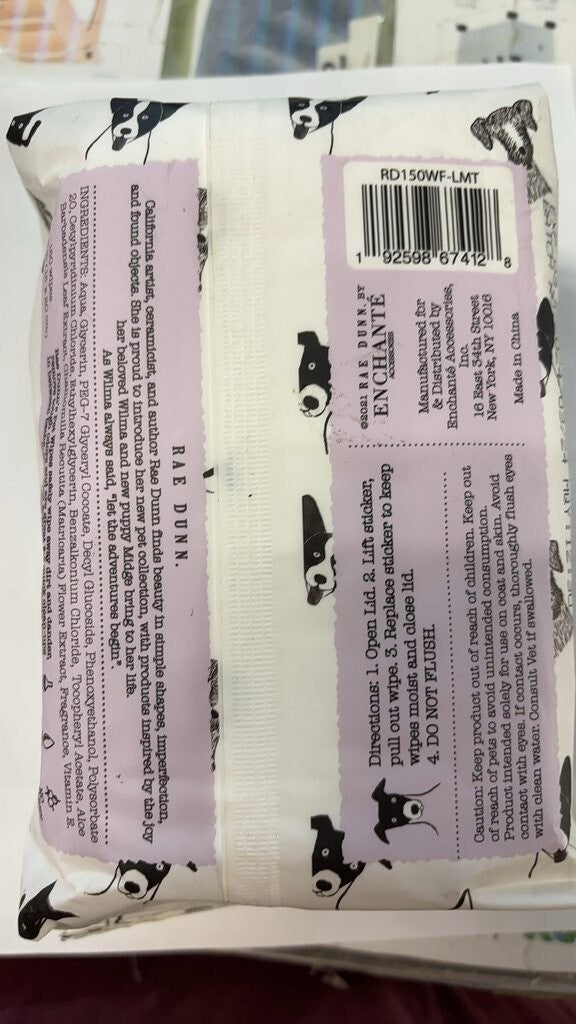 Rae Dunn Lavender Mint Pet Wipes with Aloe and Vitamin E