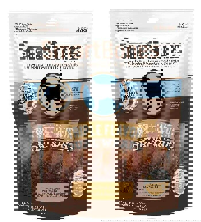SmartBones Triple Flavor Dual Wraps, 8 Count