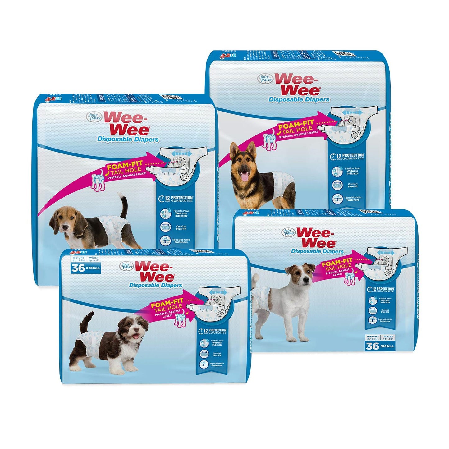 Wee Wee Disposable Dog Diapers 36 Count Small for Incontinence/training