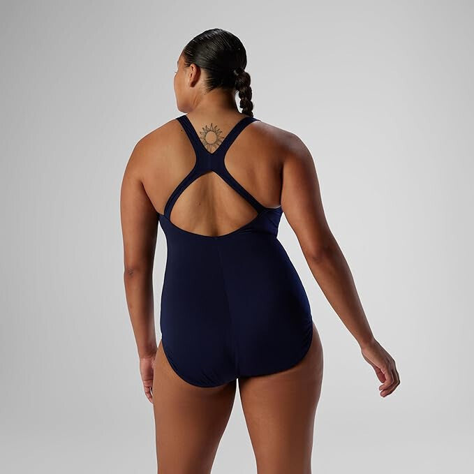 Speedo Women's Swimsuit One Piece Endurance Ultraback Solid Contemporary Cut, 14