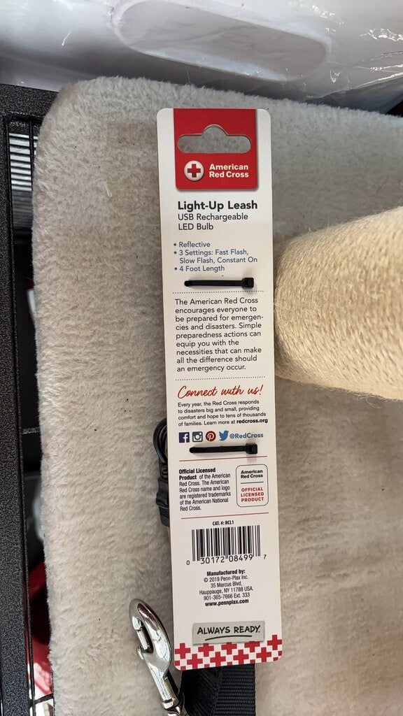 Leash for Dogs 4 foot- American Red Cross Light-Up Leash
