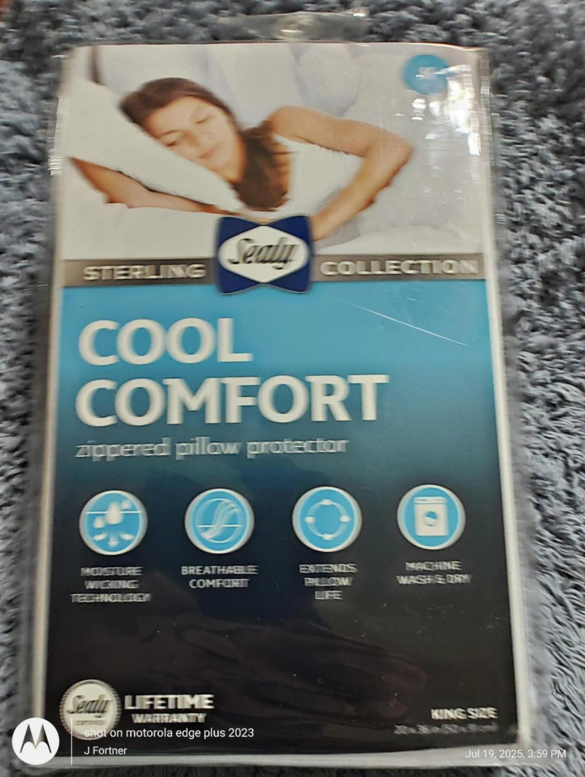 2 SEALY COOL COMFORT ZIPPERED WHITE KING PILLOW PROTECTORS