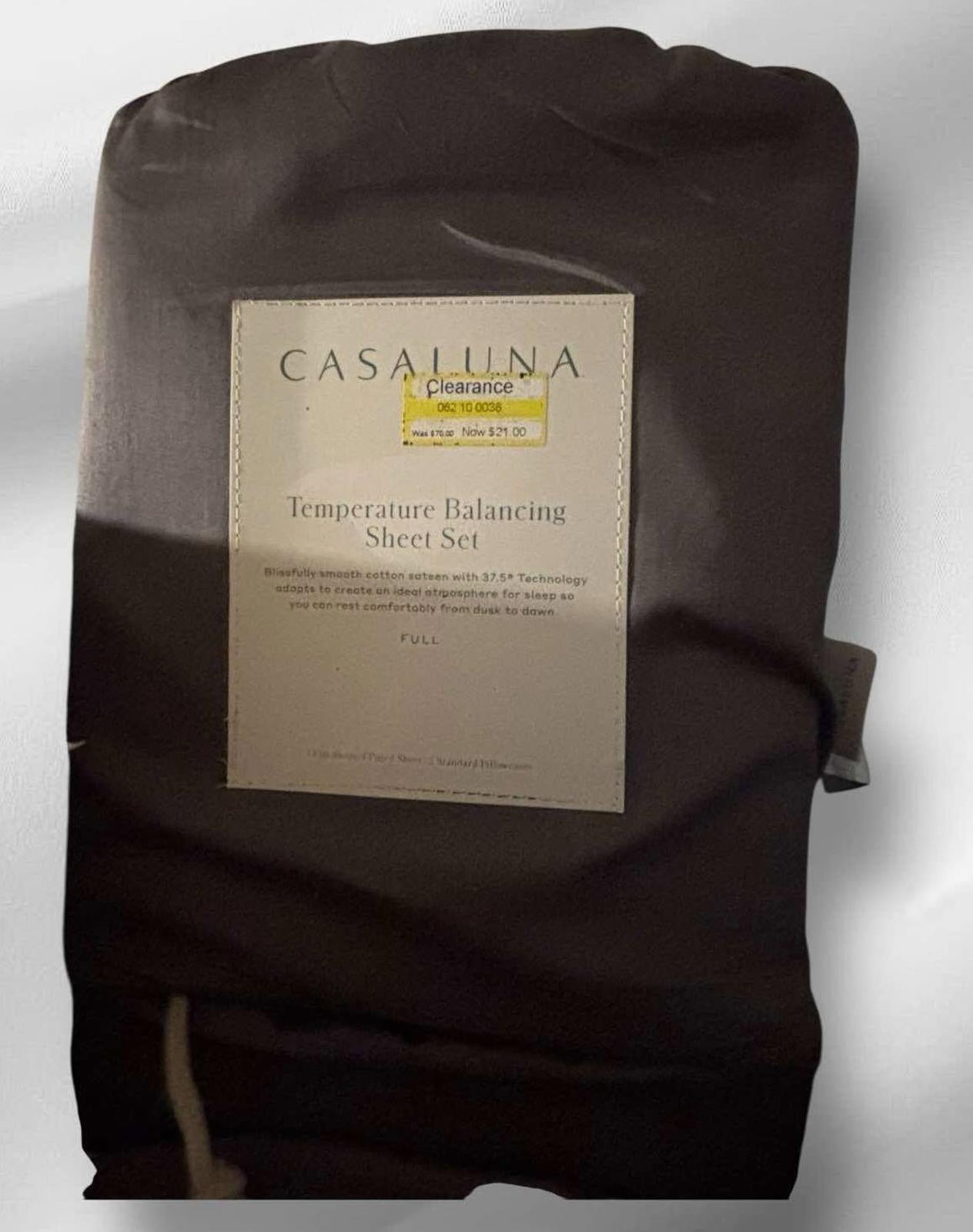 NEW Casaluna Supima FULL Temperature Balance Solid Sheet Set Grey