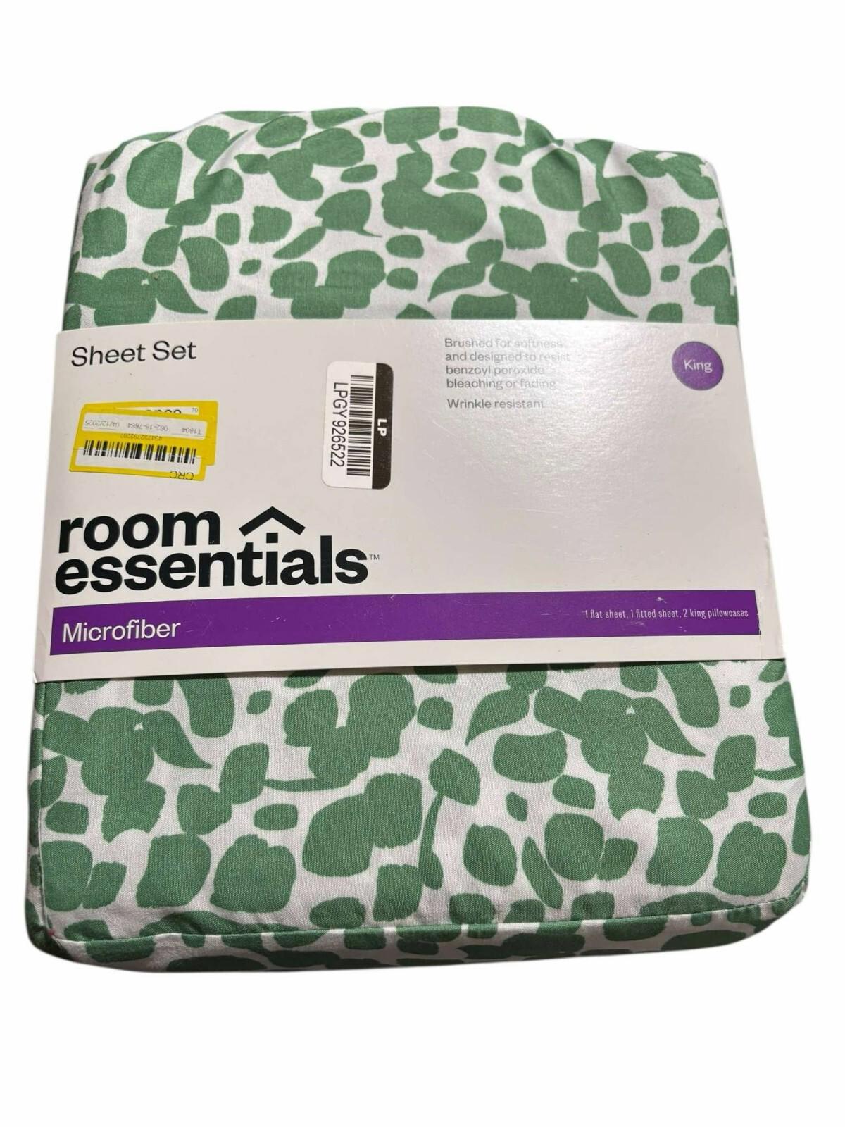 Threshold 400 thread count 100% cotton Sheet Set, Size King, 4pcs GREEN PRINT