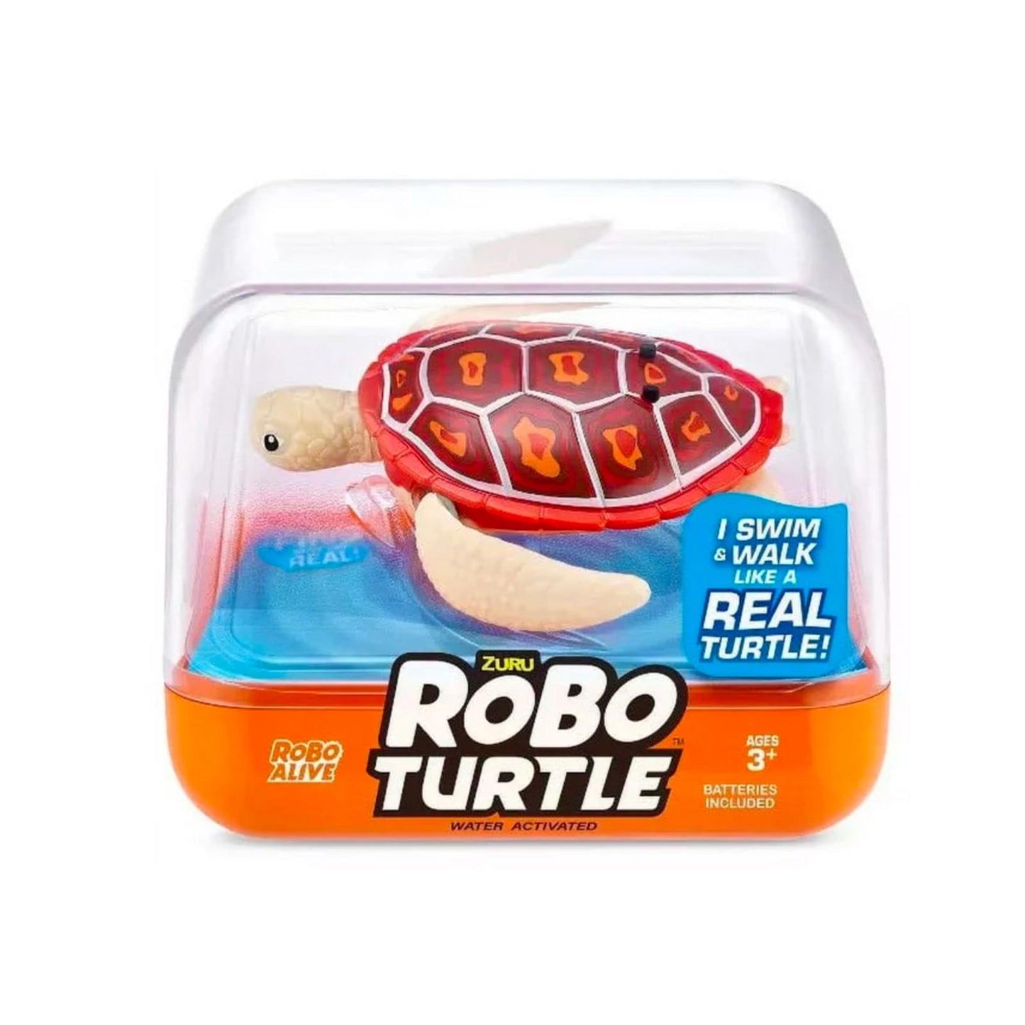 Zuru Robo Alive Robo Turtle Robotic Swimming Turtle, Orange, NEW!
