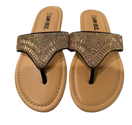 Luk*ees Muk Luks Flip Flops Sandals Size Small 5 - 6 Beaded Lukees