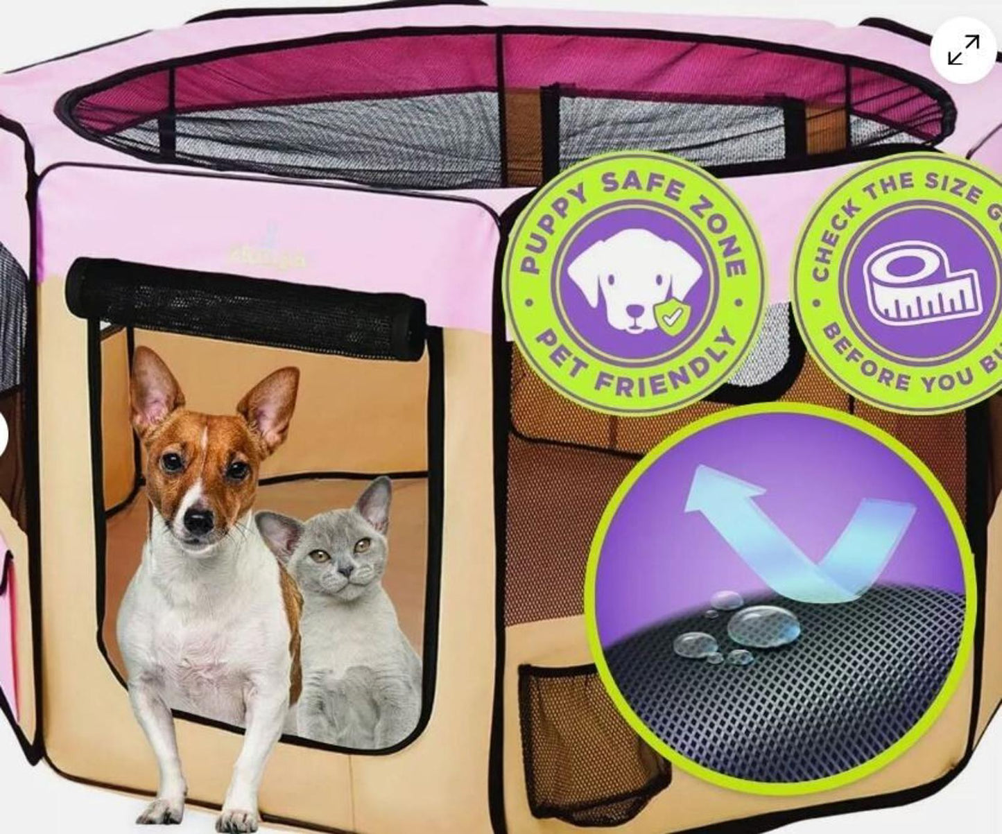 Zampa Puppy Playpen Extra Small 29"x29"x17" Portable Pop Up Playpen for Dog