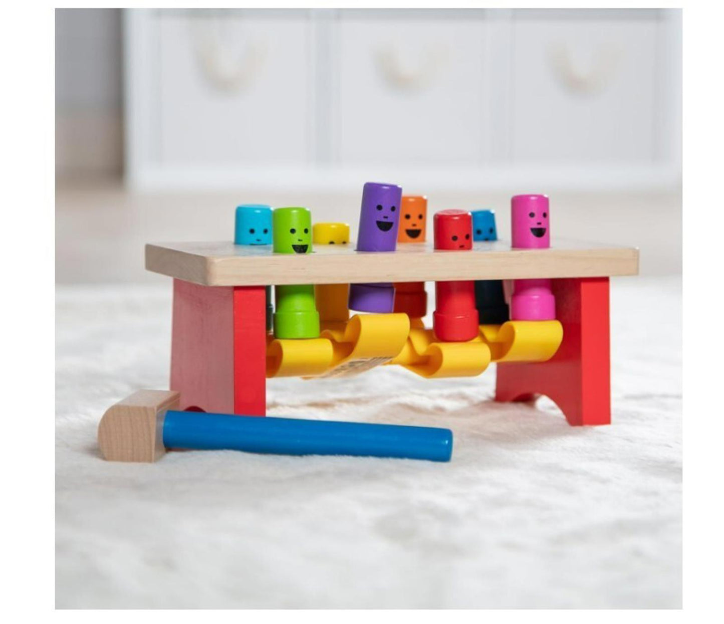 Melissa & Doug Deluxe Pounding Bench Wooden Preschool Learning Toy with Mallet