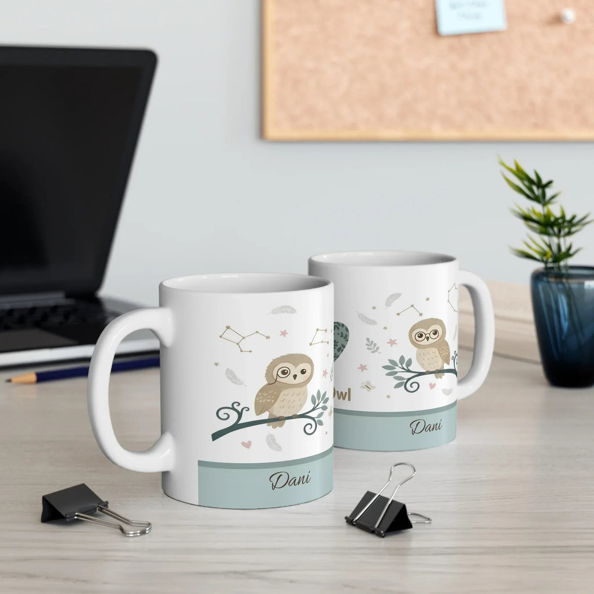 Personalized Night Owl Mug | Custom Name | Woodland Constellation Ceramic Gift