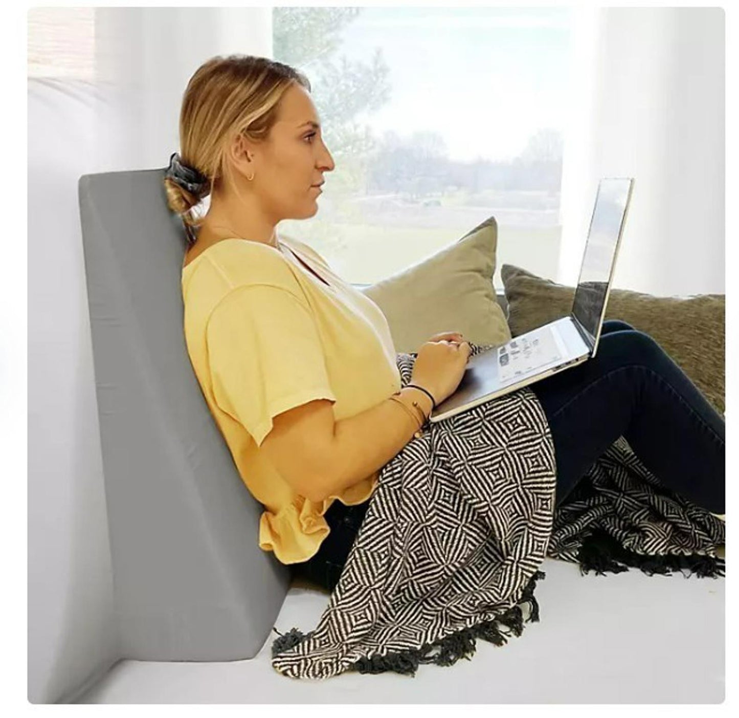 Wedge Pillow Memory Foam Bed Sleep Gray