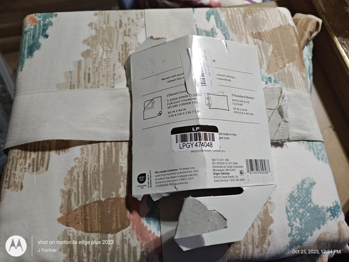 New Threshold Duvet Cover and Sham Set Cotton Ivory Suzani Ivory Teal