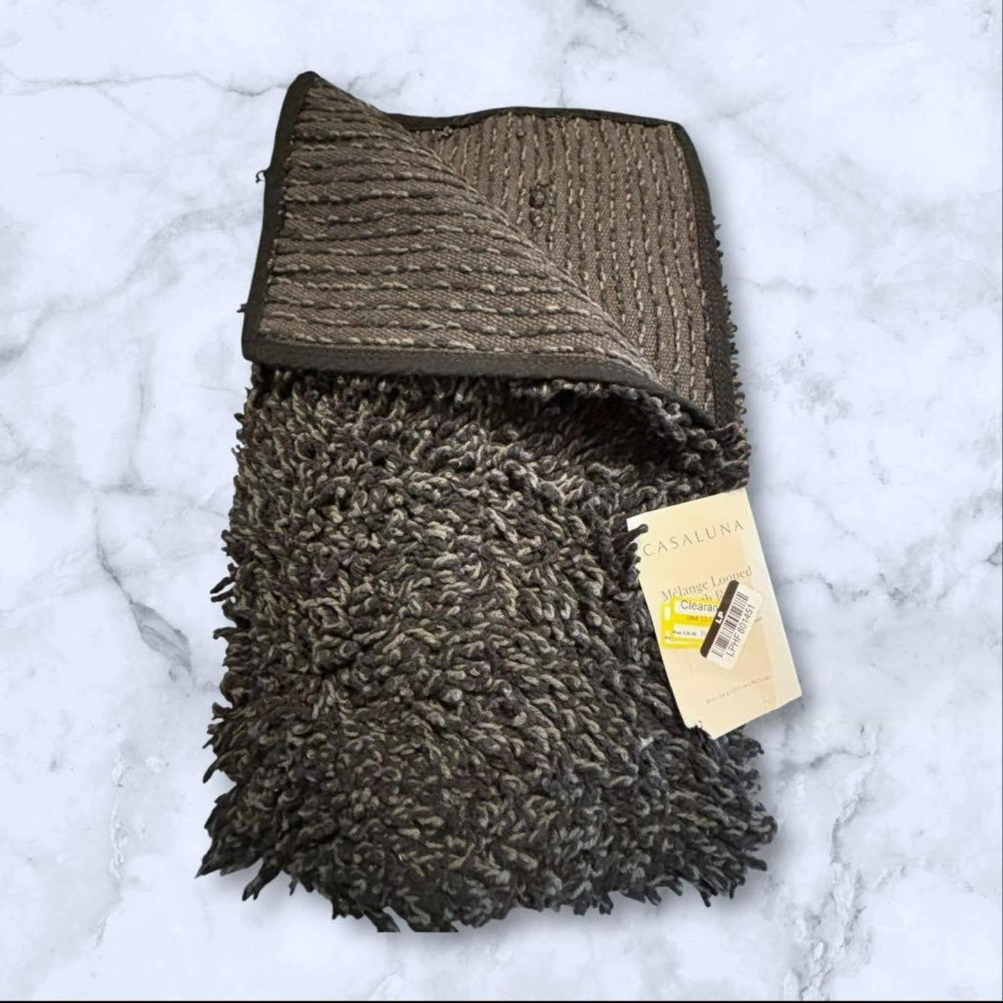 New Casaluna Melange Looped Bath Rug Black with Grey 21x34 Inches Soft
