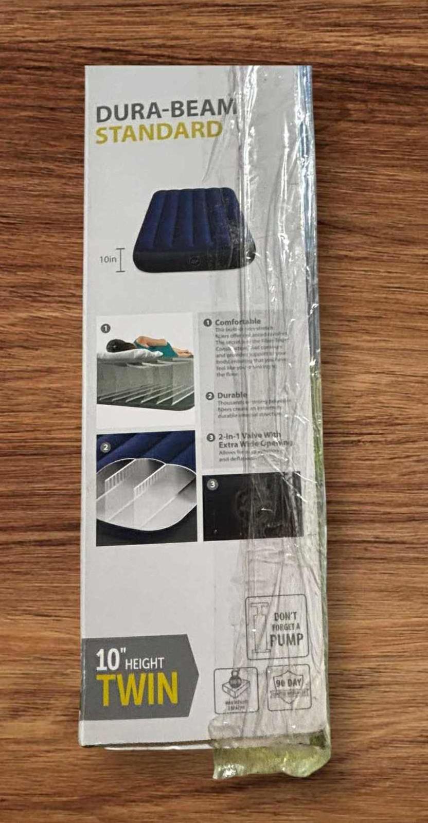 Air Mattress: Fiber-Tech - Twin Size -10in Intex 64757E Dura-Beam