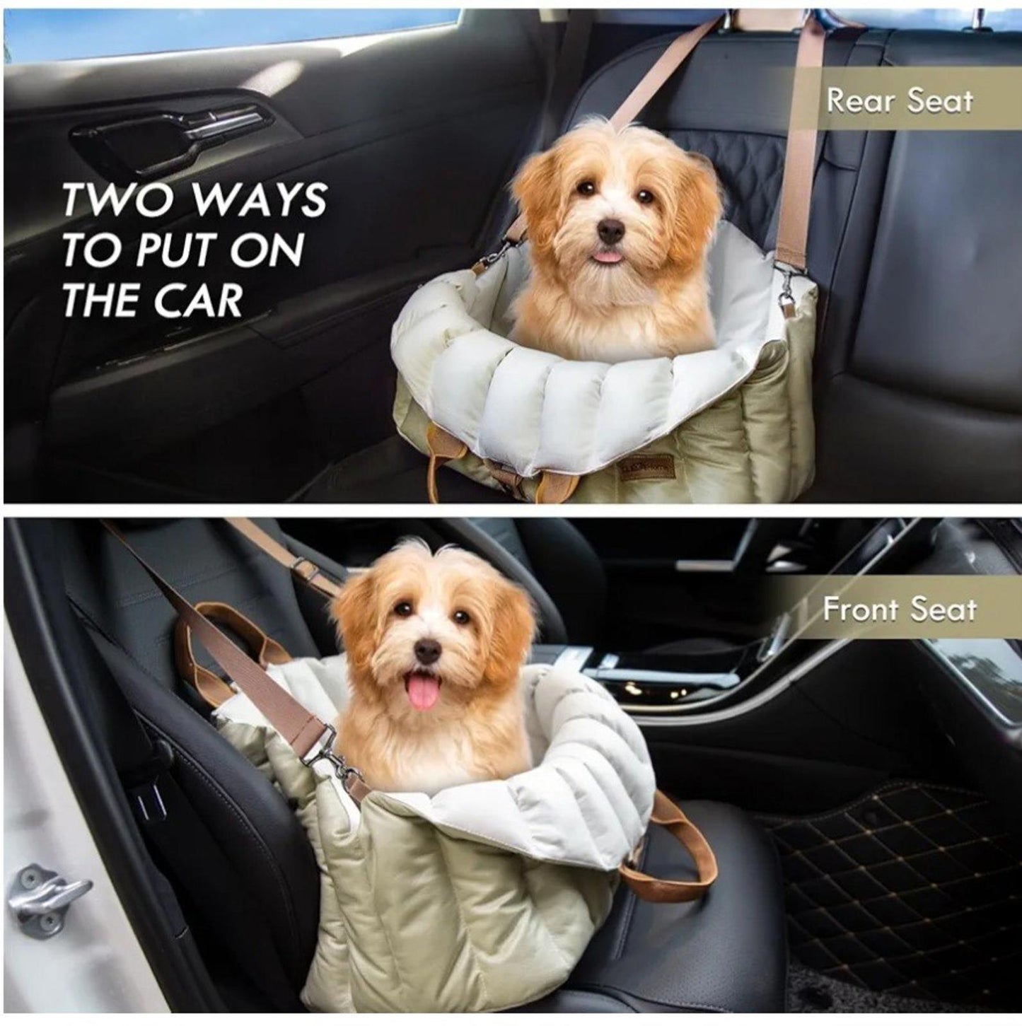 ClevaHome Small Dog Car Seat & Travel Carrier & Pet Bed, Non-Slip Booster Sea...