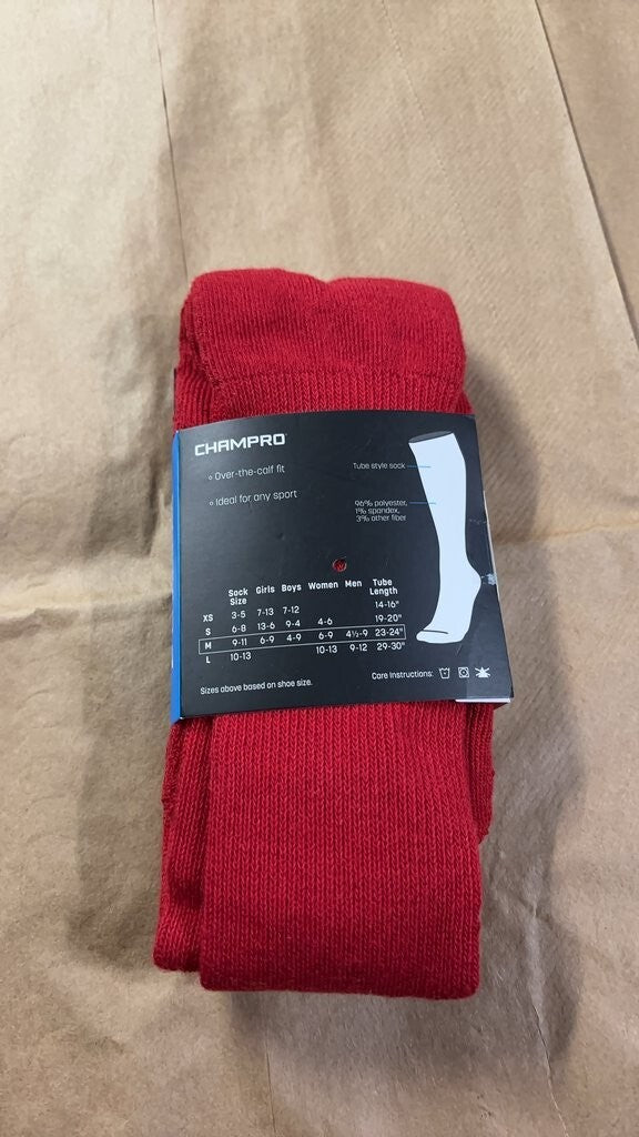 Champro Multi-Sport Athletic Sock - Red, Medium