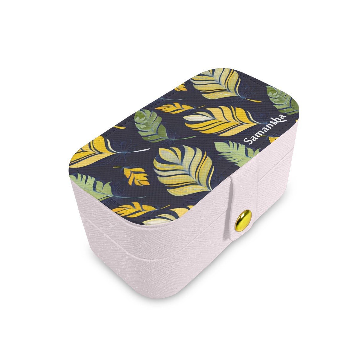 Personalized Botanical Travel Jewelry Case | Custom Name Gift