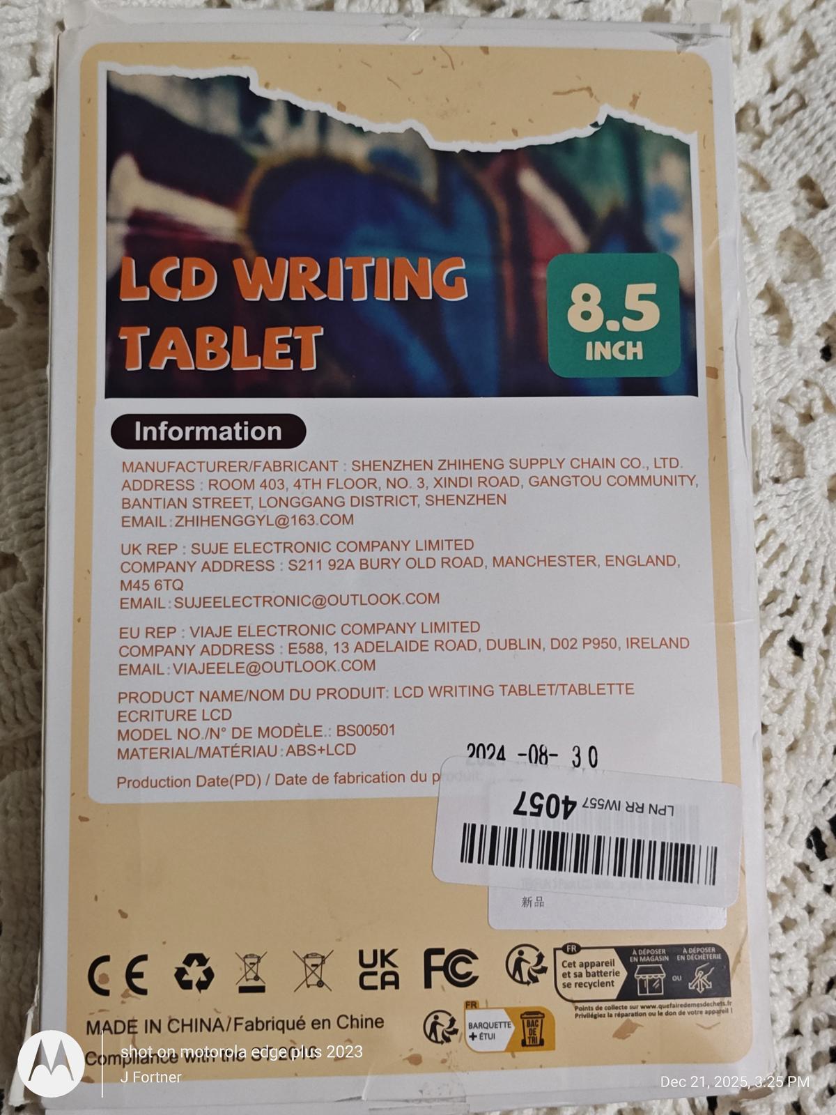 LCD Writing Tablet for kids, New Box has been opened