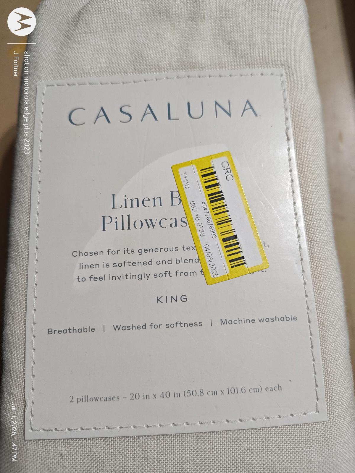 Casaluna King Linen Blend Natural Color -Pillowcase Set
