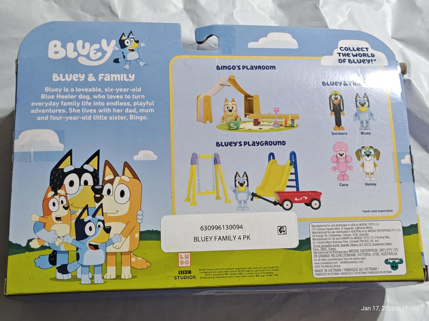 Bluey and Family Figurines 4 Pack Includes Bingo Sleepy Chili Bandit