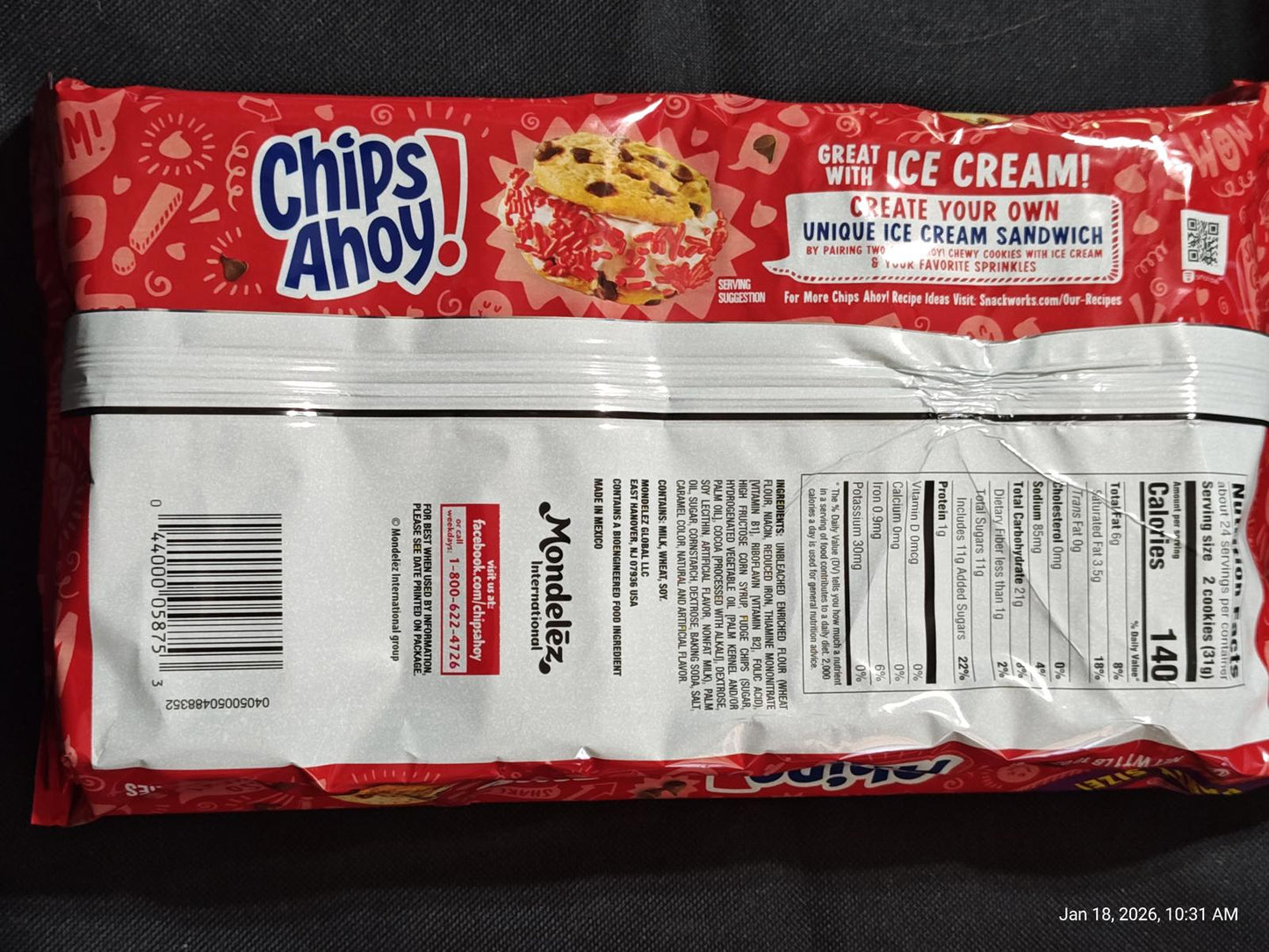 CHIPS AHOY! Chewy Chocolate Chip Cookies, Party Size, 1#10 oz oz(Pack of 1)