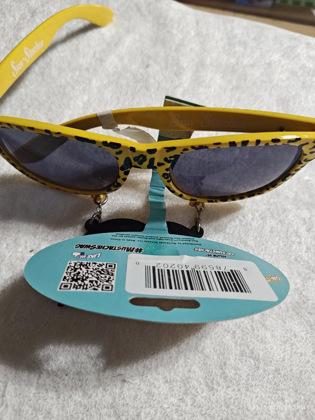 Sun Staches Sunglasses The Original Mustache Glasses Yellow & Black Sun-Stache