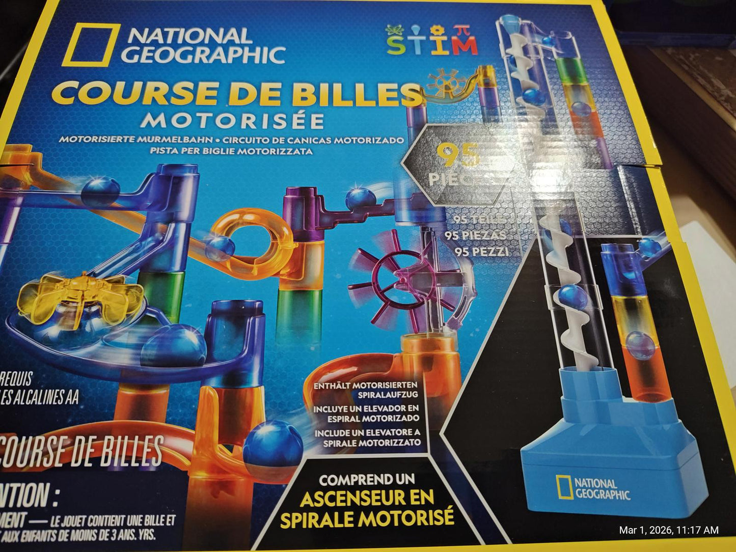 National Geographic Marble Run W/ Motorized Elevator - 95-Piece Marble Maze NEW by PNC Family FInds