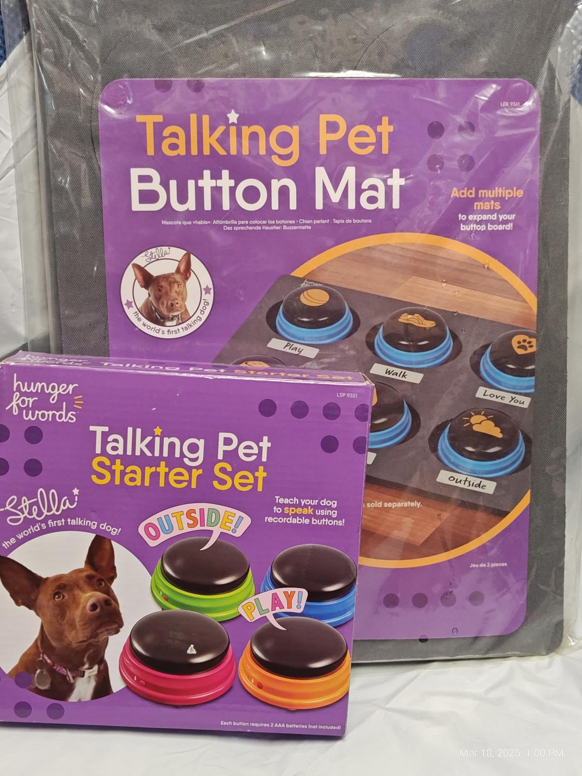 Pet Button Mat Kit with 4 Piece Talking buttons Dog Training