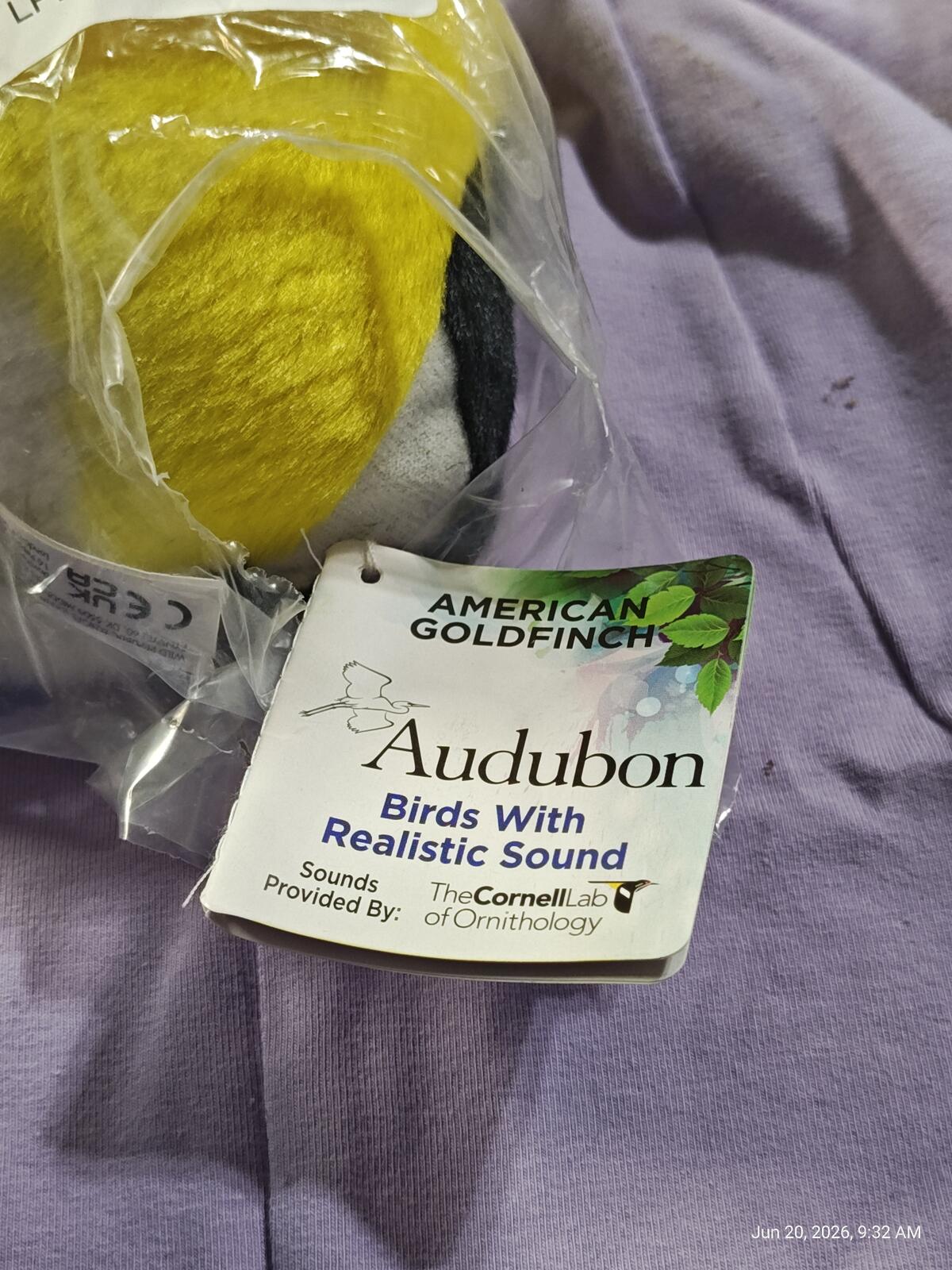Wild Republic Audubon Plush Birds Chirping American Goldfinch Backyard Series 1