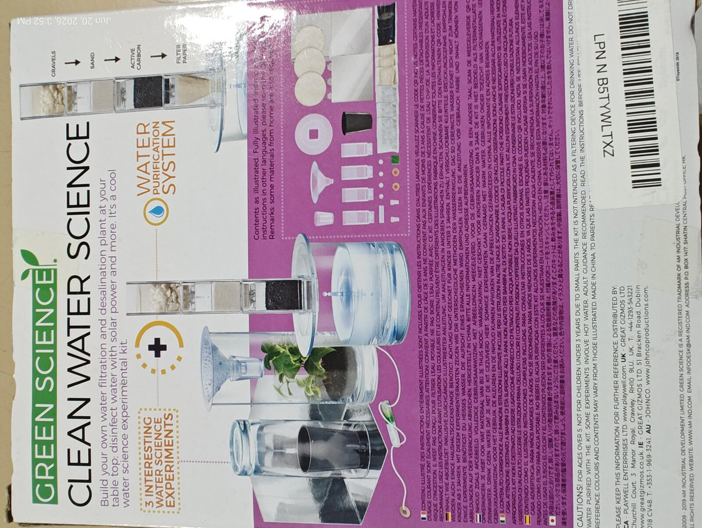 Green Science Clean Water Science Kit by Kidz Lab Fun Science New in Sealed Box